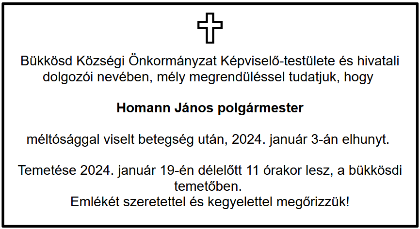 Homann János gyászhír