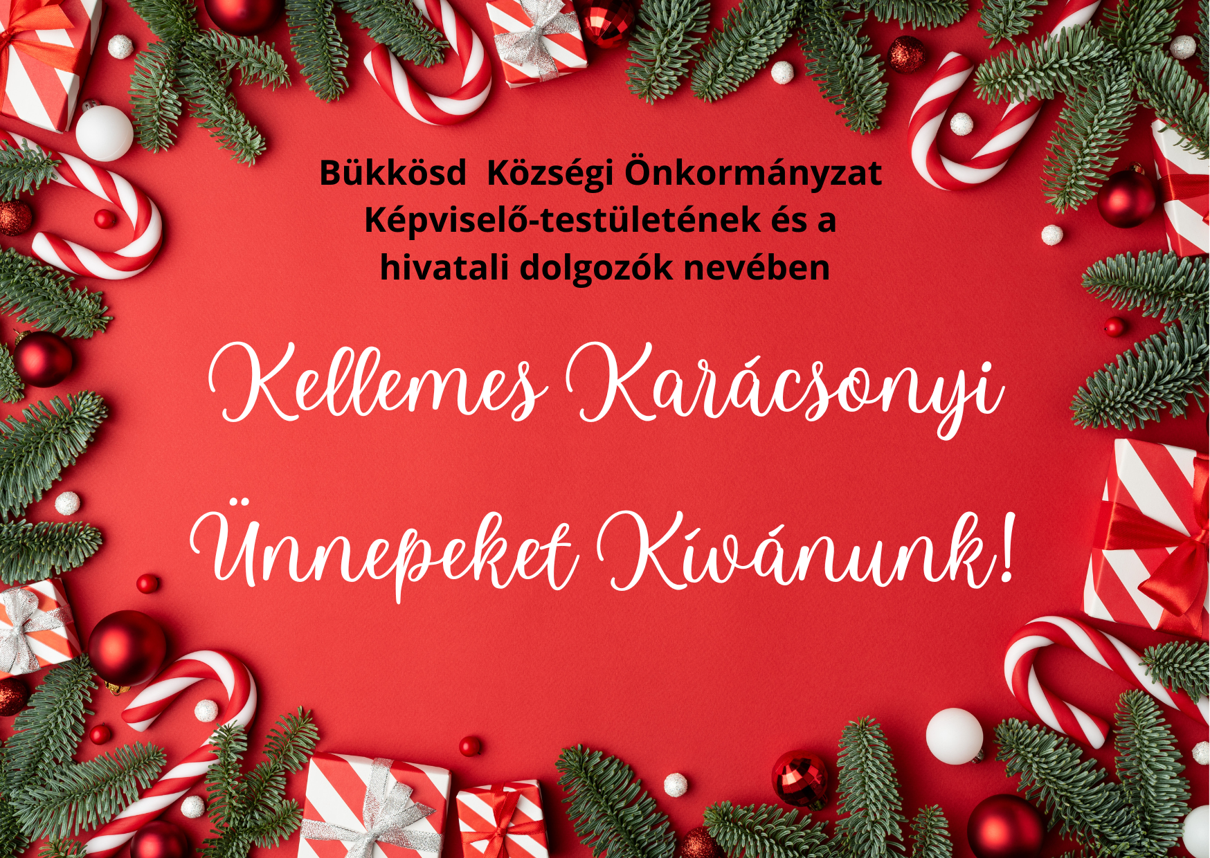 Red Merry Christmas Postcard